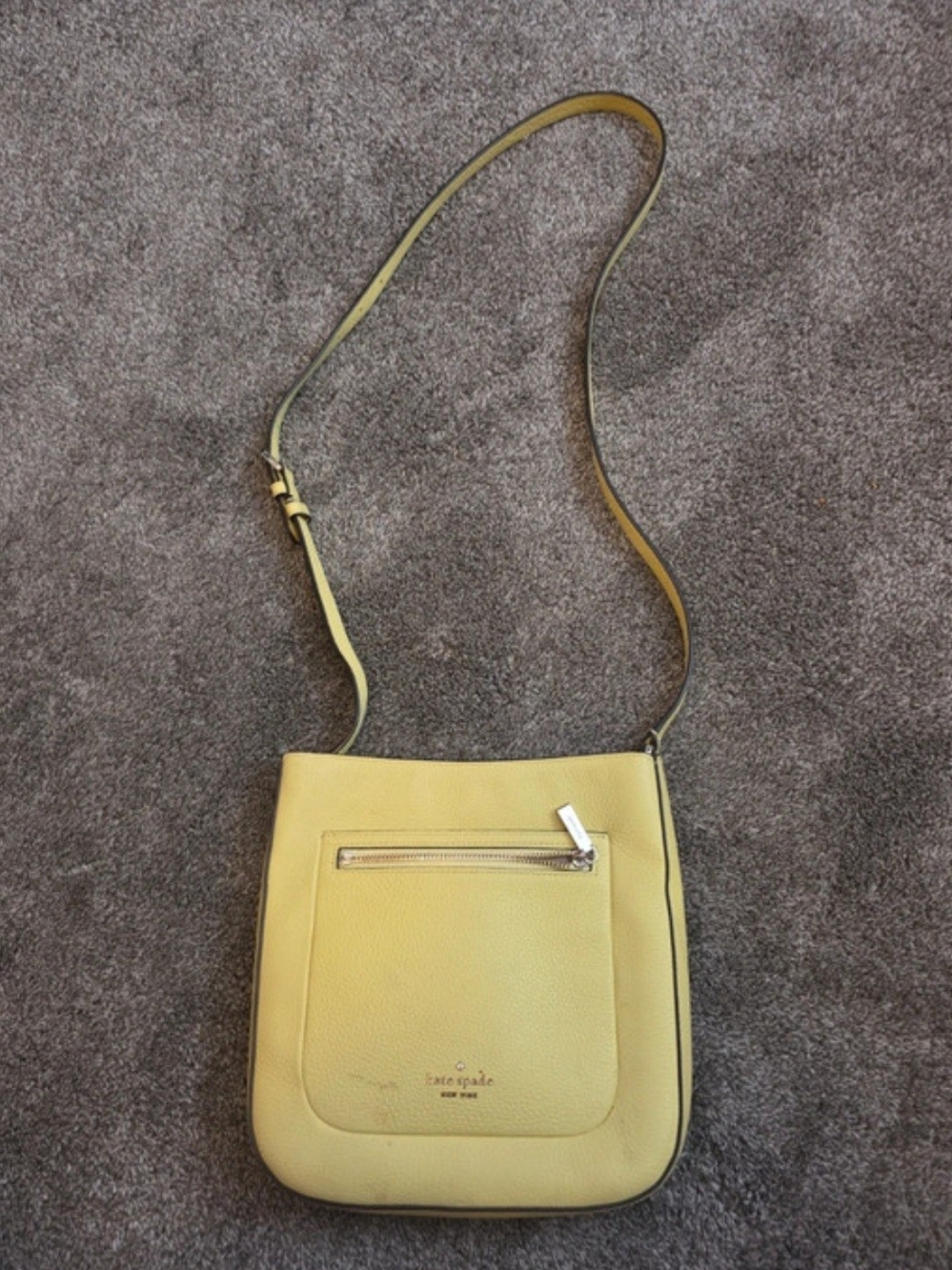 kate spade lemon yellow leather crossbody bag with front zip